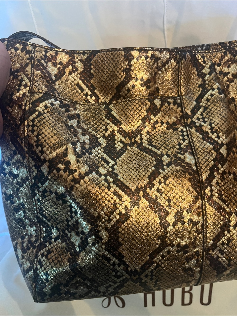 HOBO Gold and Black Snake-Print Hobo Shoulder Bag - Picture 6 of 13